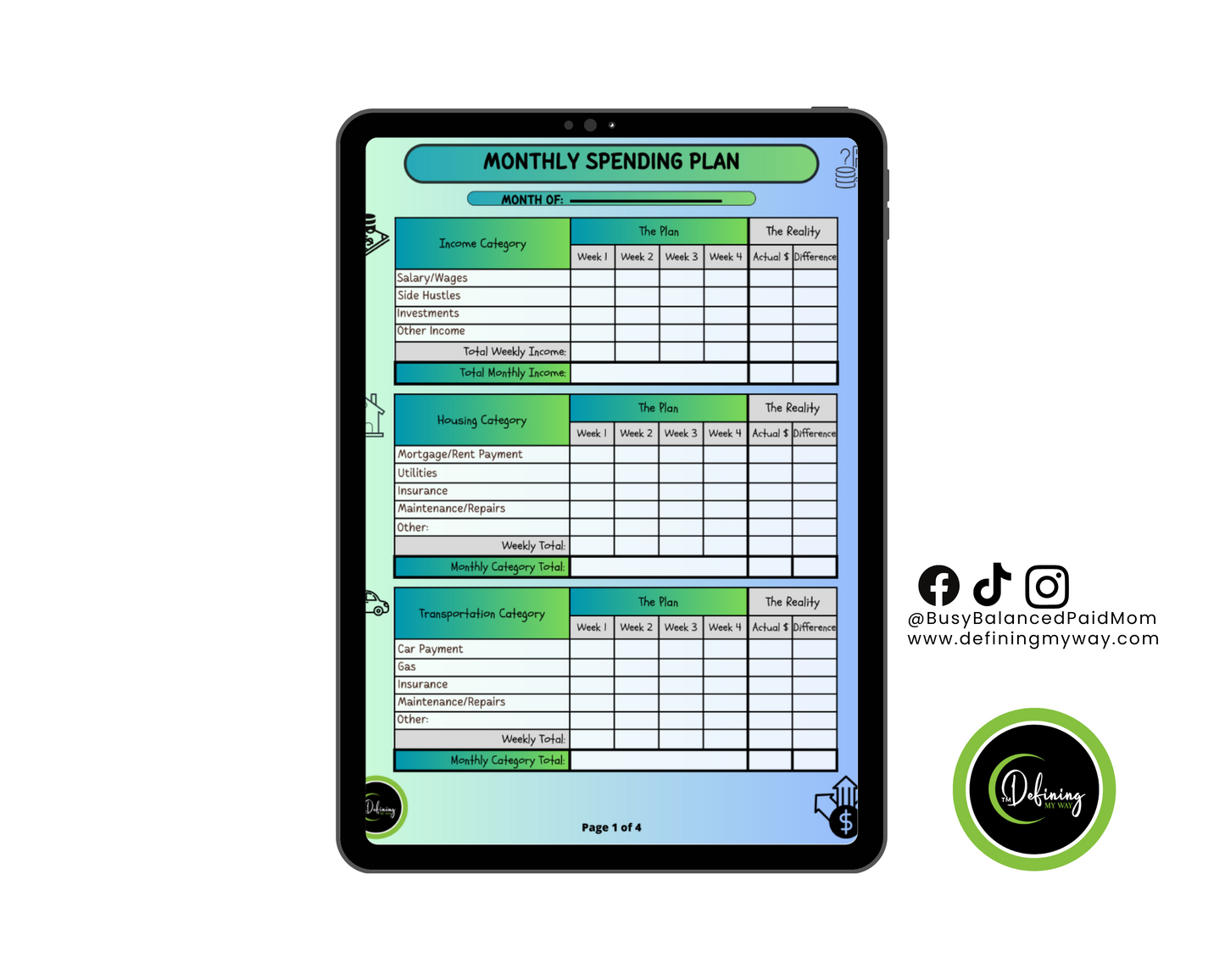 The 5-Step Budgeting Blueprint Template Set - Budgeting Tools for Beginners and Professionals
