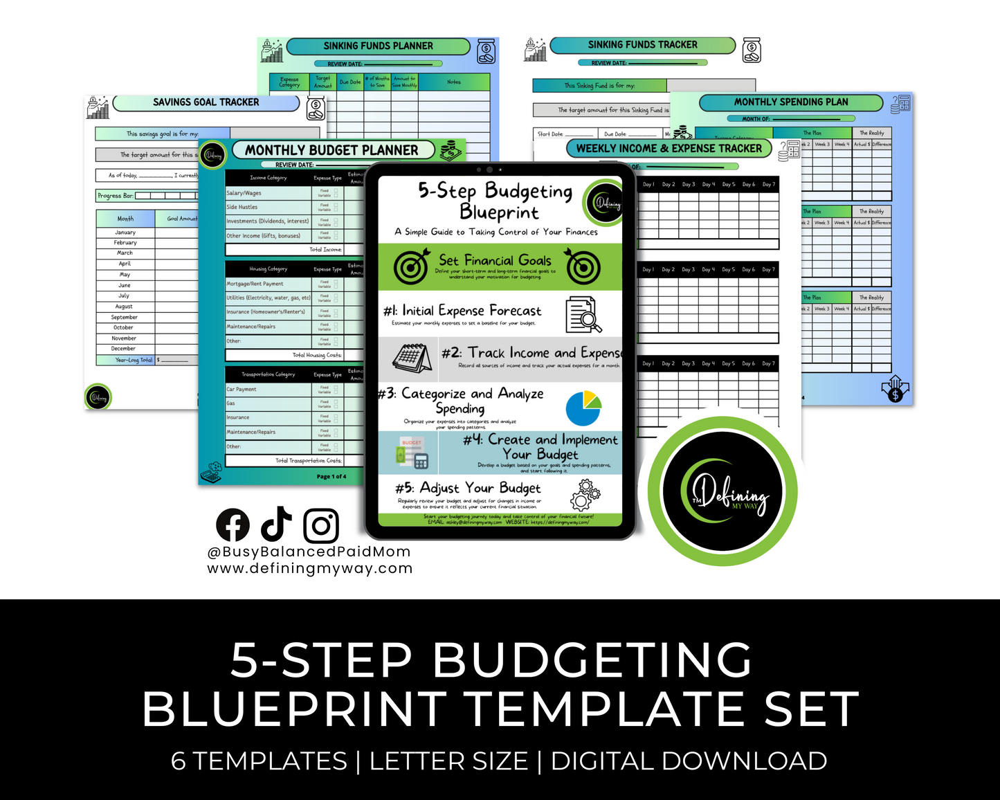 The 5-Step Budgeting Blueprint Template Set - Budgeting Tools for Beginners and Professionals