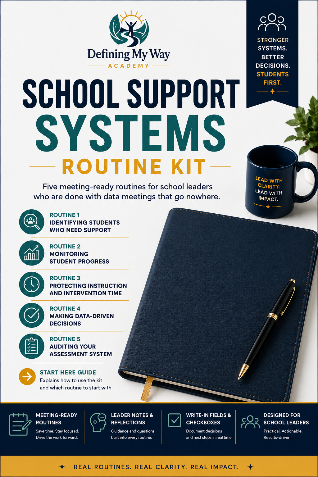 School Support Systems Routine Kit — 5 Data Meeting Routines for School Leaders — Defining My Way Academy