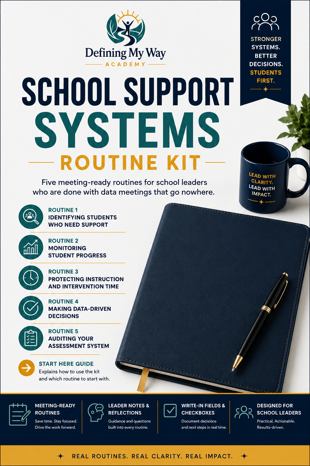 School Support Systems Routine Kit — 5 Data Meeting Routines for School Leaders — Defining My Way Academy