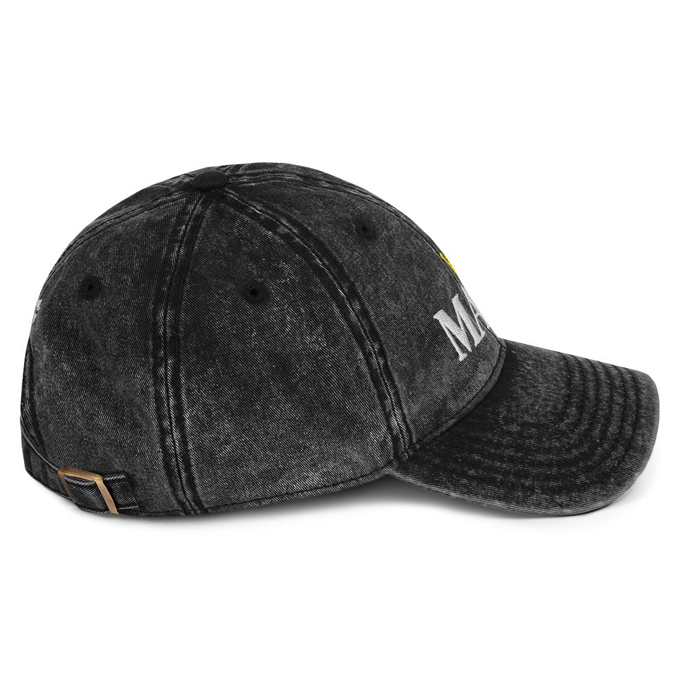 Black MAMA. vintage dad cap, right side view