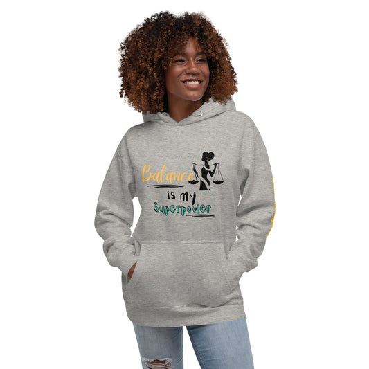 Balance Is My Superpower Hoodie in Gray