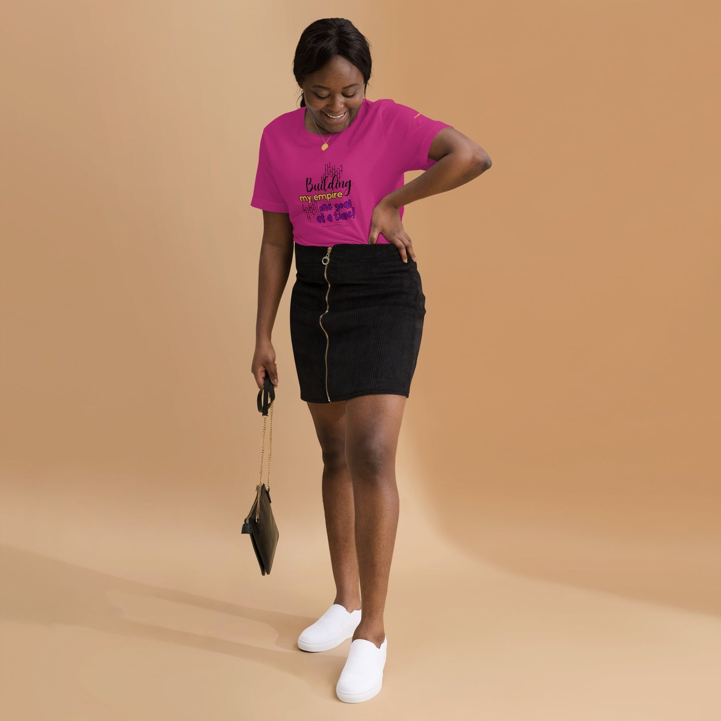 Pink Glow-Up Boss Mom T-Shirt with Empire Quote