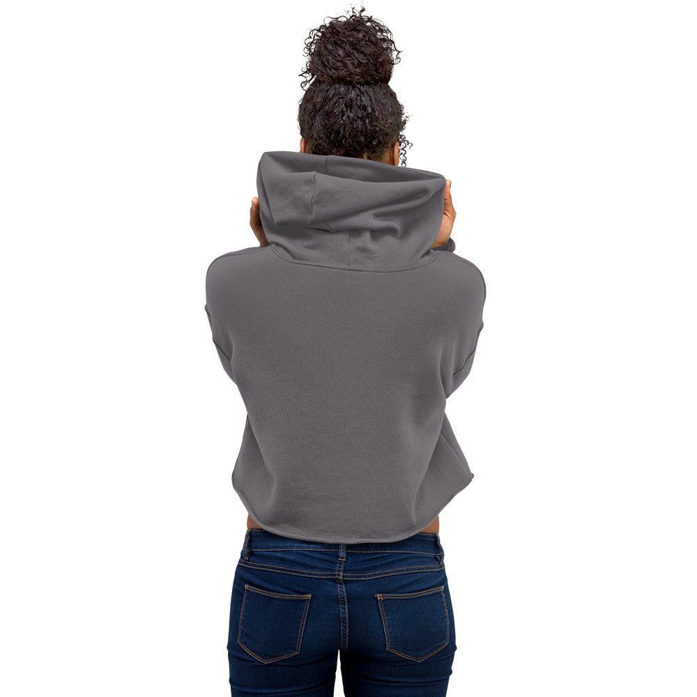 Gray Glow-Up Boss Mom Crop Hoodie with Empire Quote