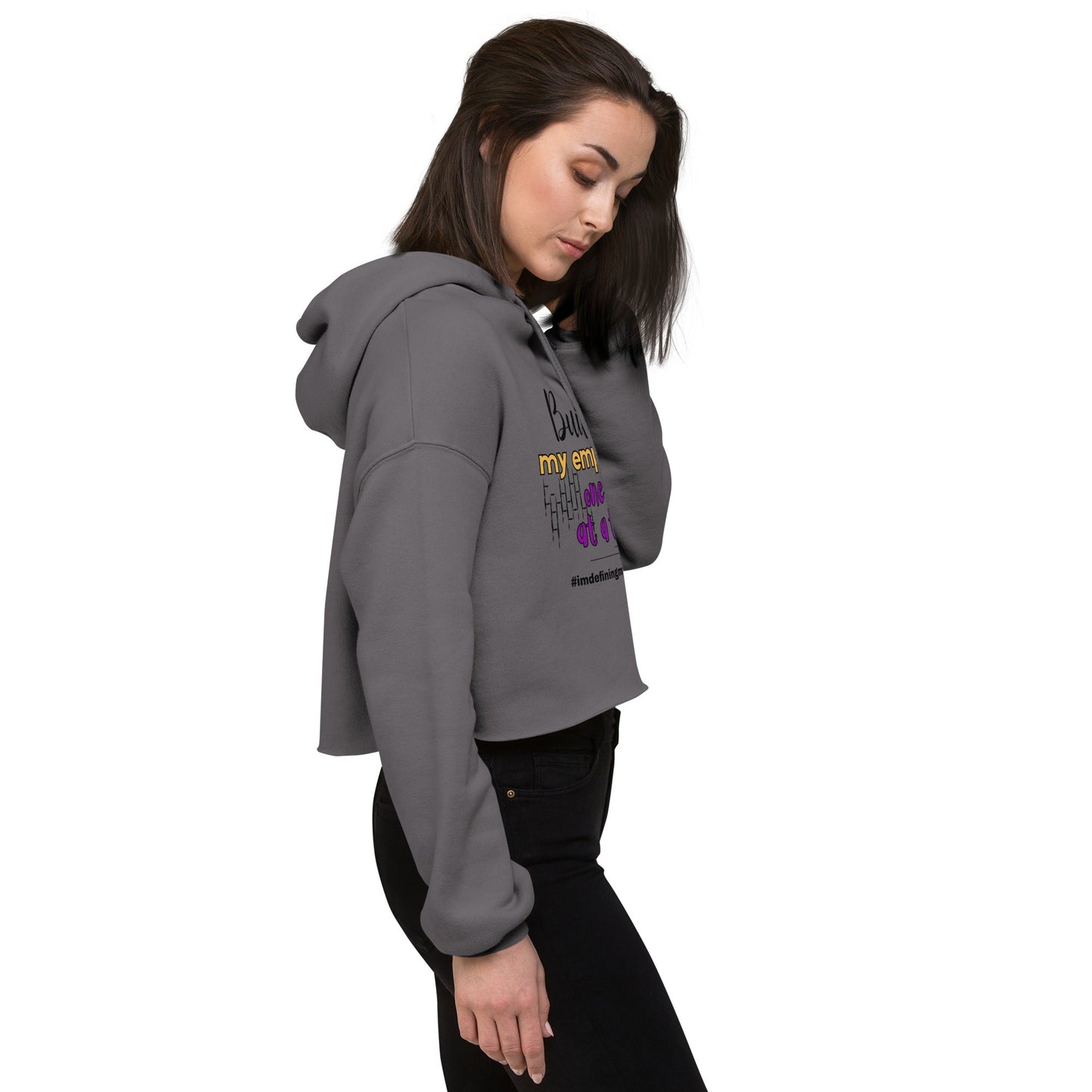Gray Building My Empire Crop Hoodie for Moms