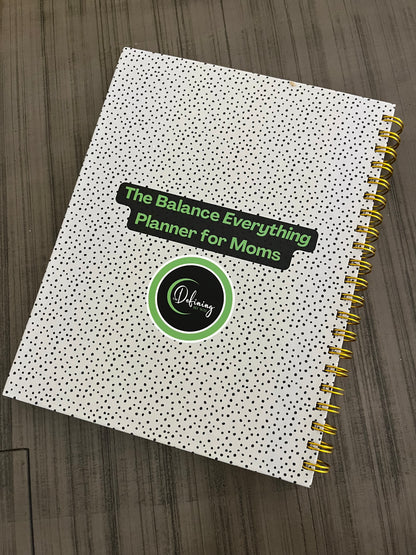 Hustle & Flow Planner back cover mockup featuring bold, feminine branding designed for busy moms and creators.