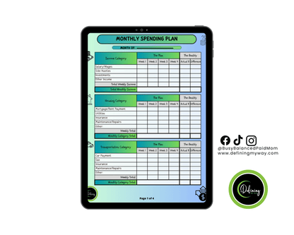 5-Step Budgeting Blueprint | Monthly Budget Planner for beginners and professionals mockup displayed on a tablet.