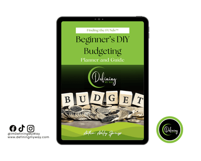 Budget Planner for Busy Moms | Beginner's DIY Budget Planner & Guide showcasing budgeting workbook displayed on a tablet.