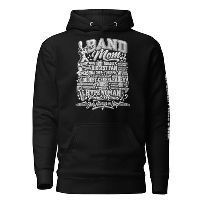 black Band Mom hoodie with "All My Roles" design, front view