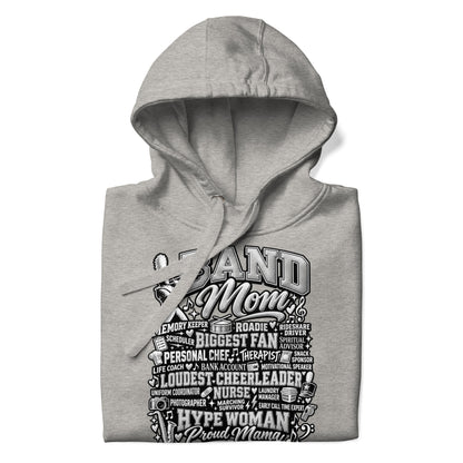 carbon gray Band Mom hoodie with "All My Roles" design, front view
