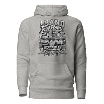 carbon gray Band Mom hoodie with "All My Roles" design, front view