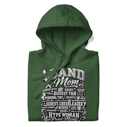 forest green Band Mom hoodie with "All My Roles" design, front view