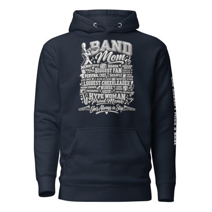 navy Band Mom hoodie with "All My Roles" design, front view