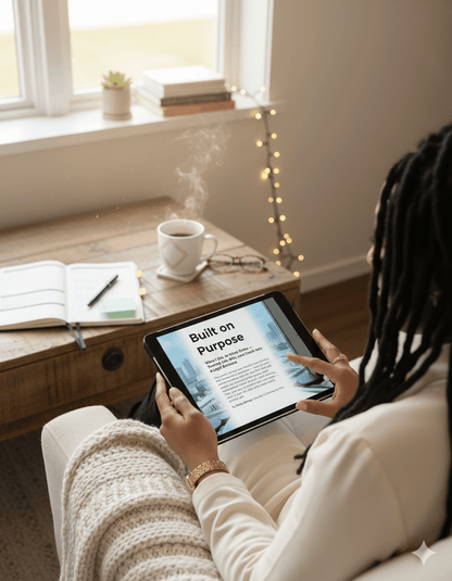 Digital business guide being read on a tablet as part of a step-by-step approach to building a legitimate business.