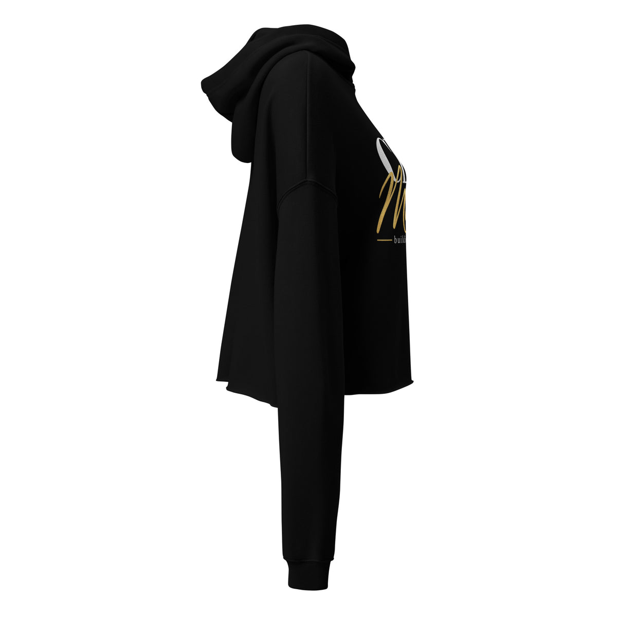 Black CEO + Mama crop hoodie, building my legacy design, right view