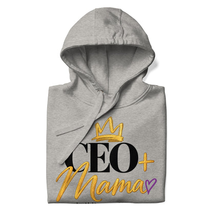 Carbon grey CEO + Mama hoodie, building my legacy design, alternate front view