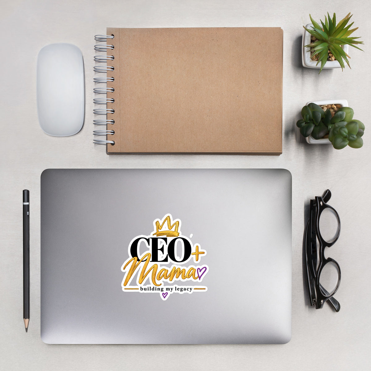 CEO + Mama vinyl sticker, lifestyle view