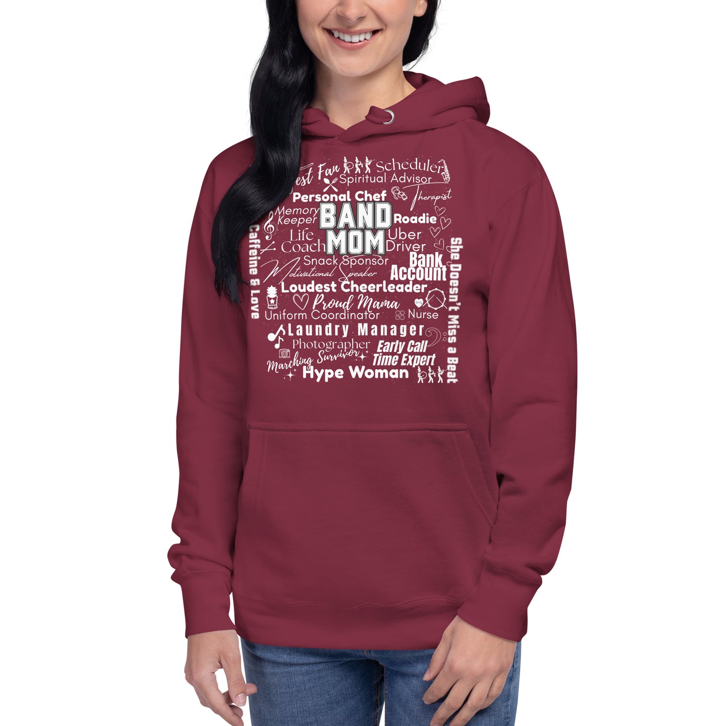 Band Mom All My Roles Hoodie – Sports Mom Merch Product mockup
