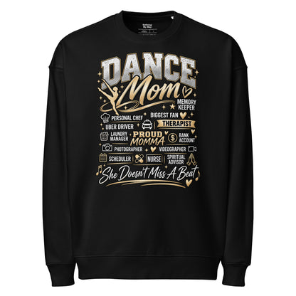 black Dance Mom oversized sweatshirt with "All My Roles" design, alternate front view