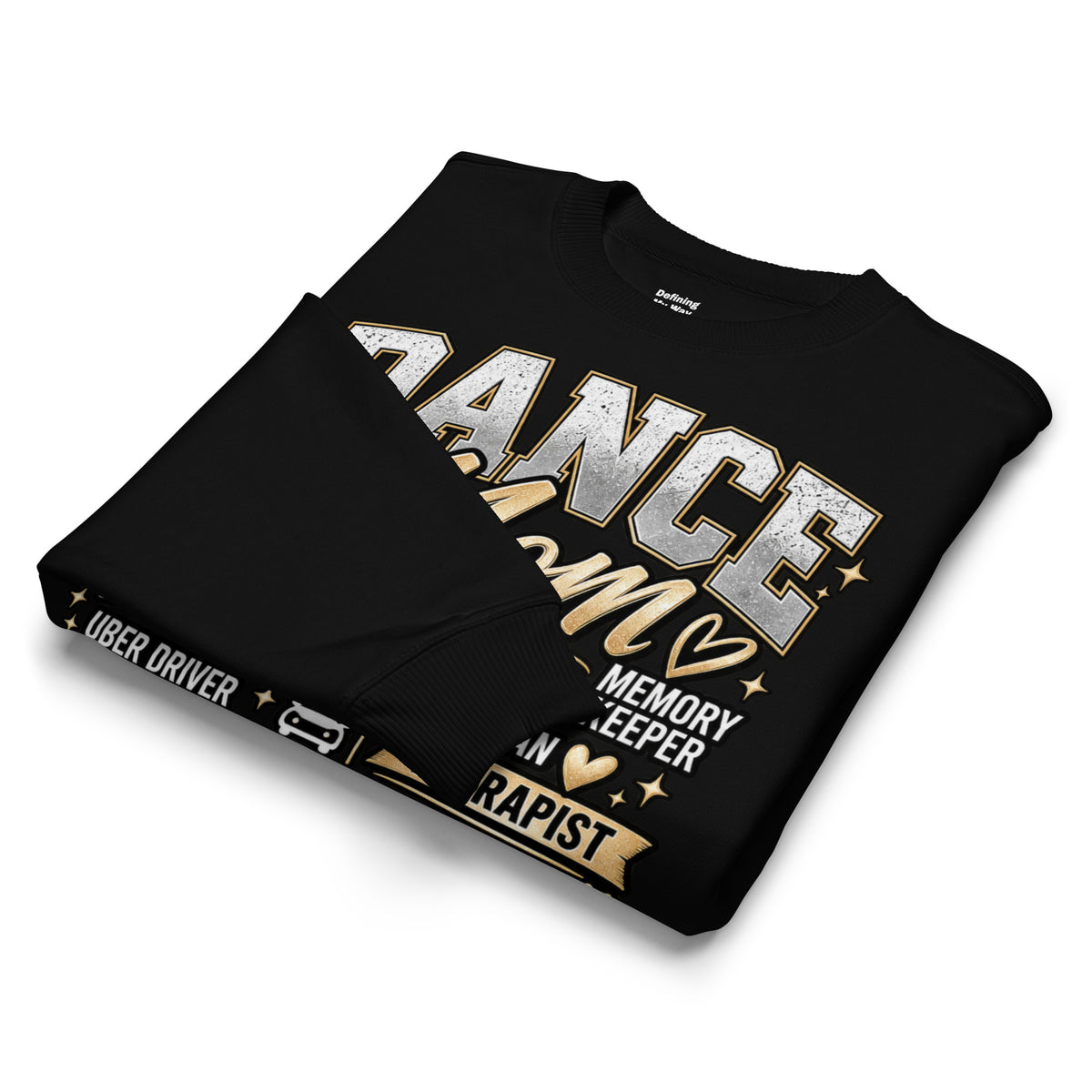 black Dance Mom oversized sweatshirt with "All My Roles" design, alternate front view