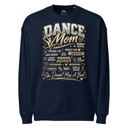 french navy Dance Mom oversized sweatshirt with "All My Roles" design, front view