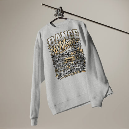heather grey Dance Mom oversized sweatshirt with "All My Roles" design, alternate front view
