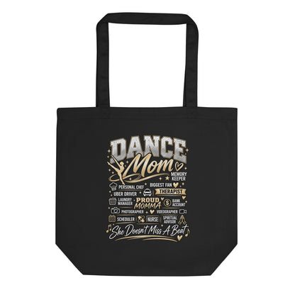 black Dance Mom tote bag with "All My Roles" design, front view
