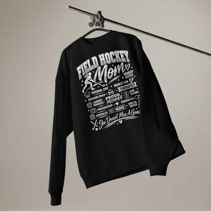 black Field Hockey Mom oversized sweatshirt with "All My Roles" design, front view