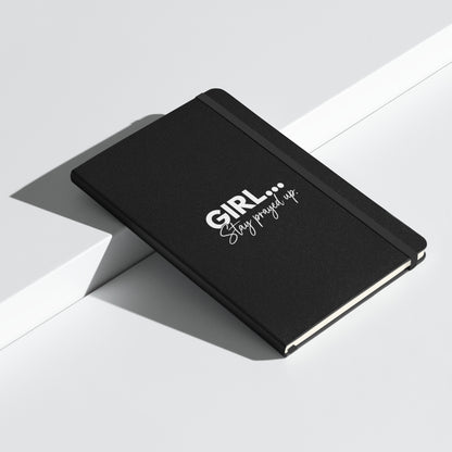 Black hardcover GIRL... Stay Prayed Up prayer journal, alternate front view
