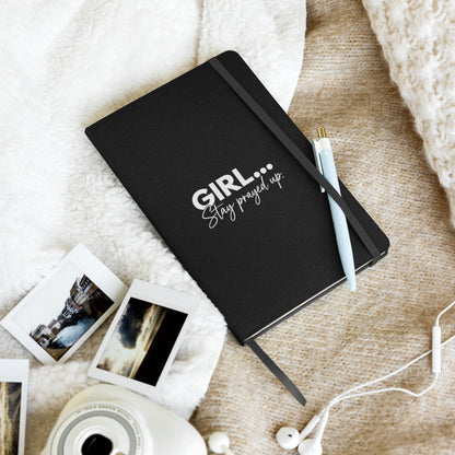 Black hardcover GIRL... Stay Prayed Up prayer journal, alternate front view