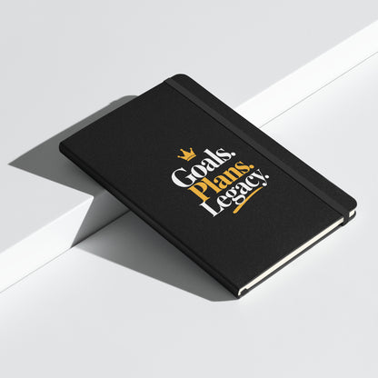 Black hardcover Goals. Plans. Legacy. journal, alternate front view