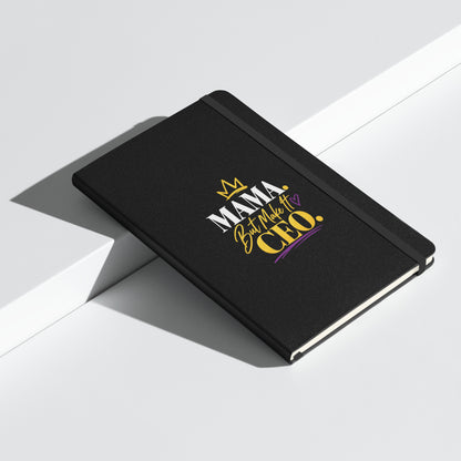Black hardcover MAMA. But Make It CEO. journal, alternate front view