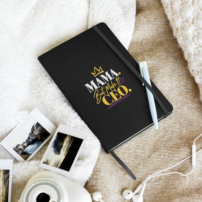 Black hardcover MAMA. But Make It CEO. journal, alternate front view