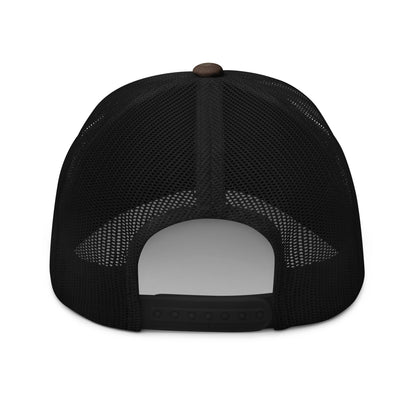 Black camo MAMA. trucker hat, back view