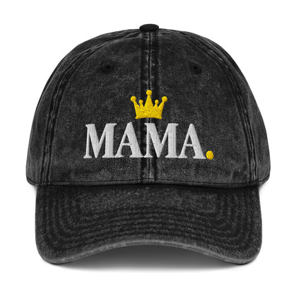 Black MAMA. vintage dad cap, front view