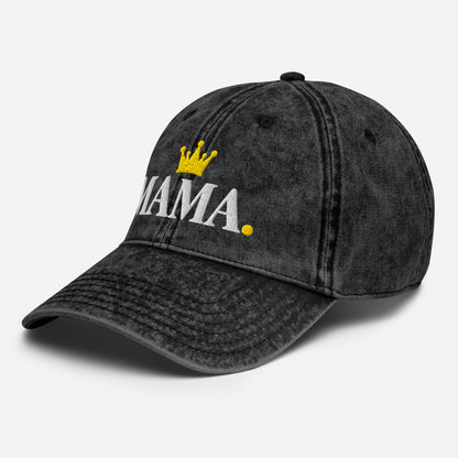 Black MAMA. vintage dad cap, left front view