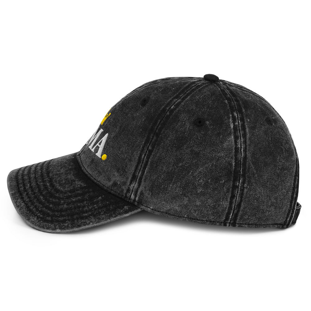 Black MAMA. vintage dad cap, left side view