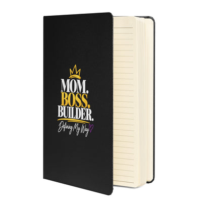 Black hardcover Mom. Boss. Builder. journal, alternate front view