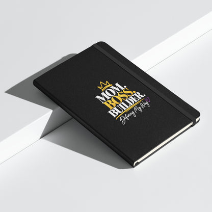 Black hardcover Mom. Boss. Builder. journal, alternate front view