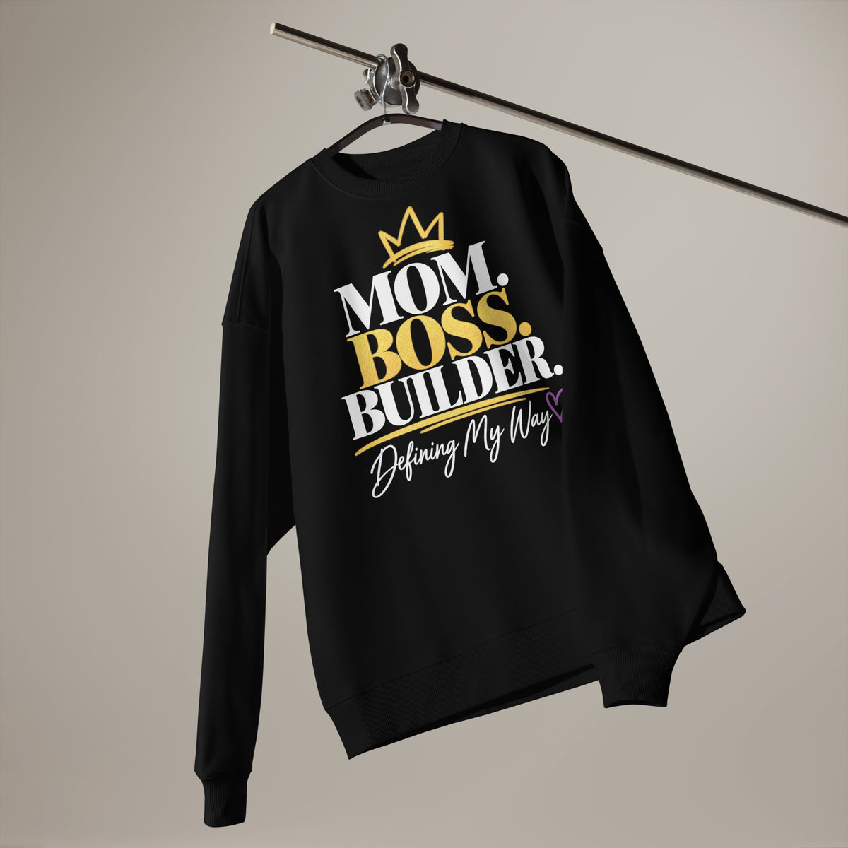 Black Mom. Boss. Builder. oversized sweatshirt, front view