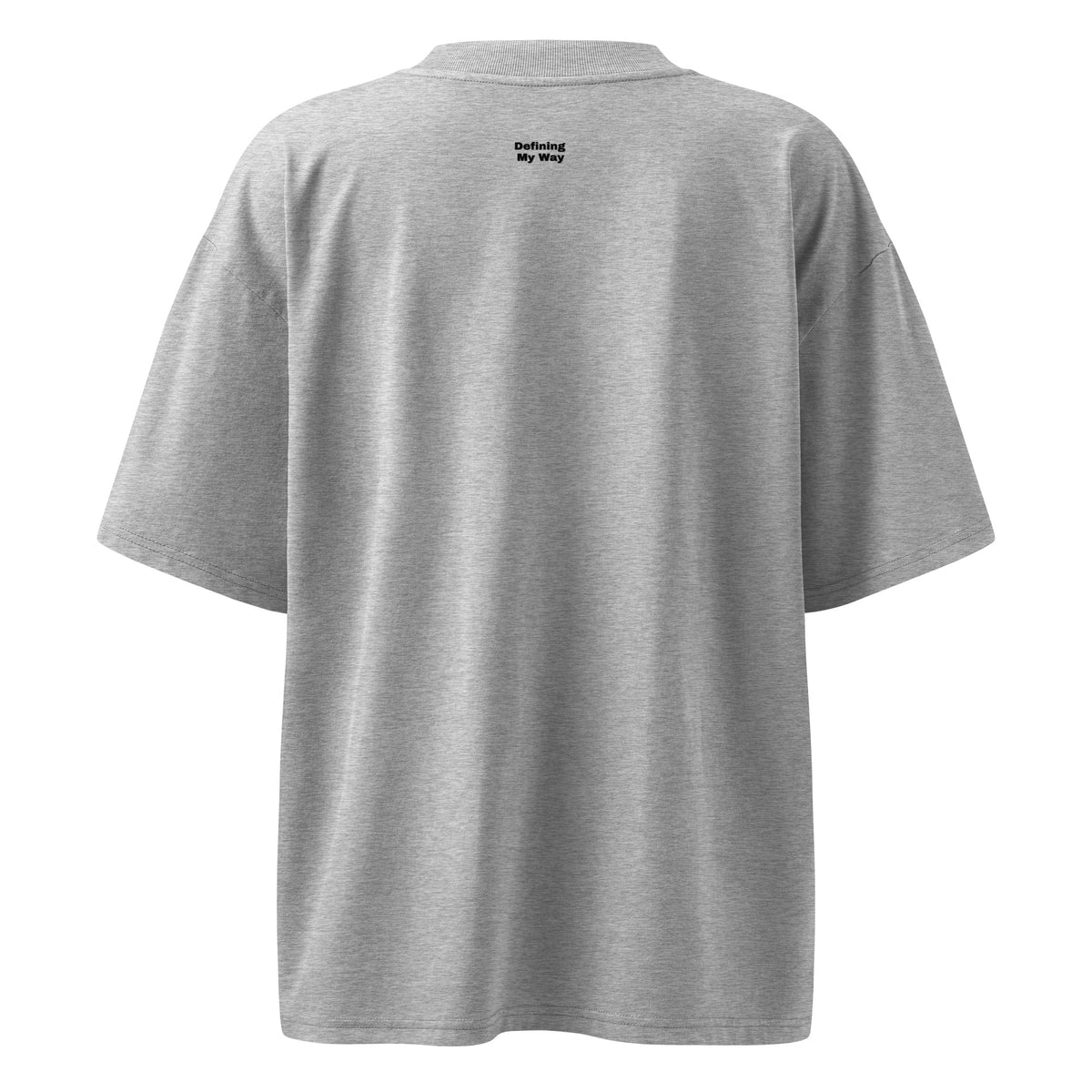 Heather grey My Business. My Babies. My Blessings. oversized high neck tee, back view