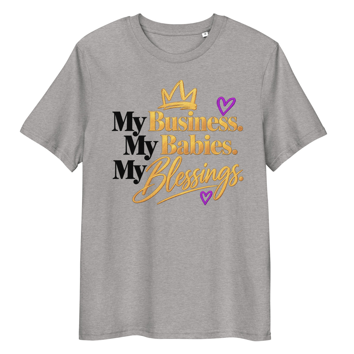 Heather grey My Business. My Babies. My Blessings. T-shirt, front view