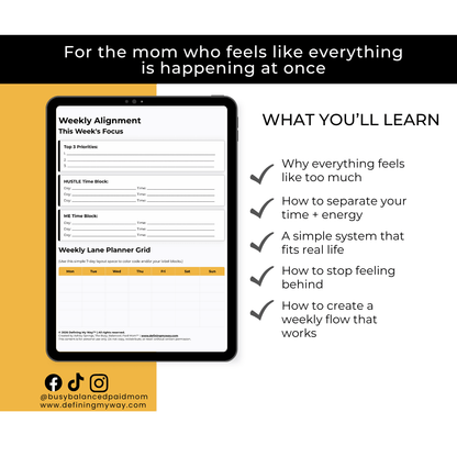 Workbook pages showing life organization and weekly planning system | Busy Mom Reset Workbook