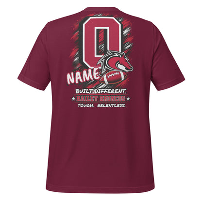 Team Mom tee in maroon, back view: personalized jersey number and name