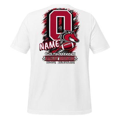 Team Mom tee in white, back view: personalized jersey number and name