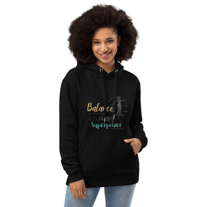 Balance Is My Superpower Hoodie in Black Premium
