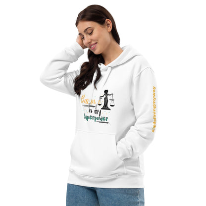 Balance Is My Superpower Hoodie in White Premium