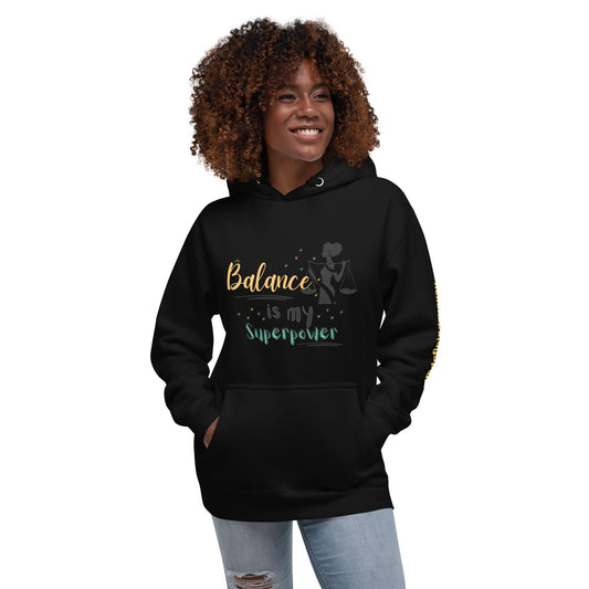 Balance Is My Superpower Hoodie in Black