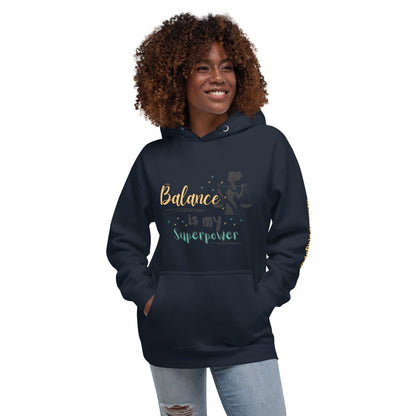 Balance Is My Superpower Hoodie in Black