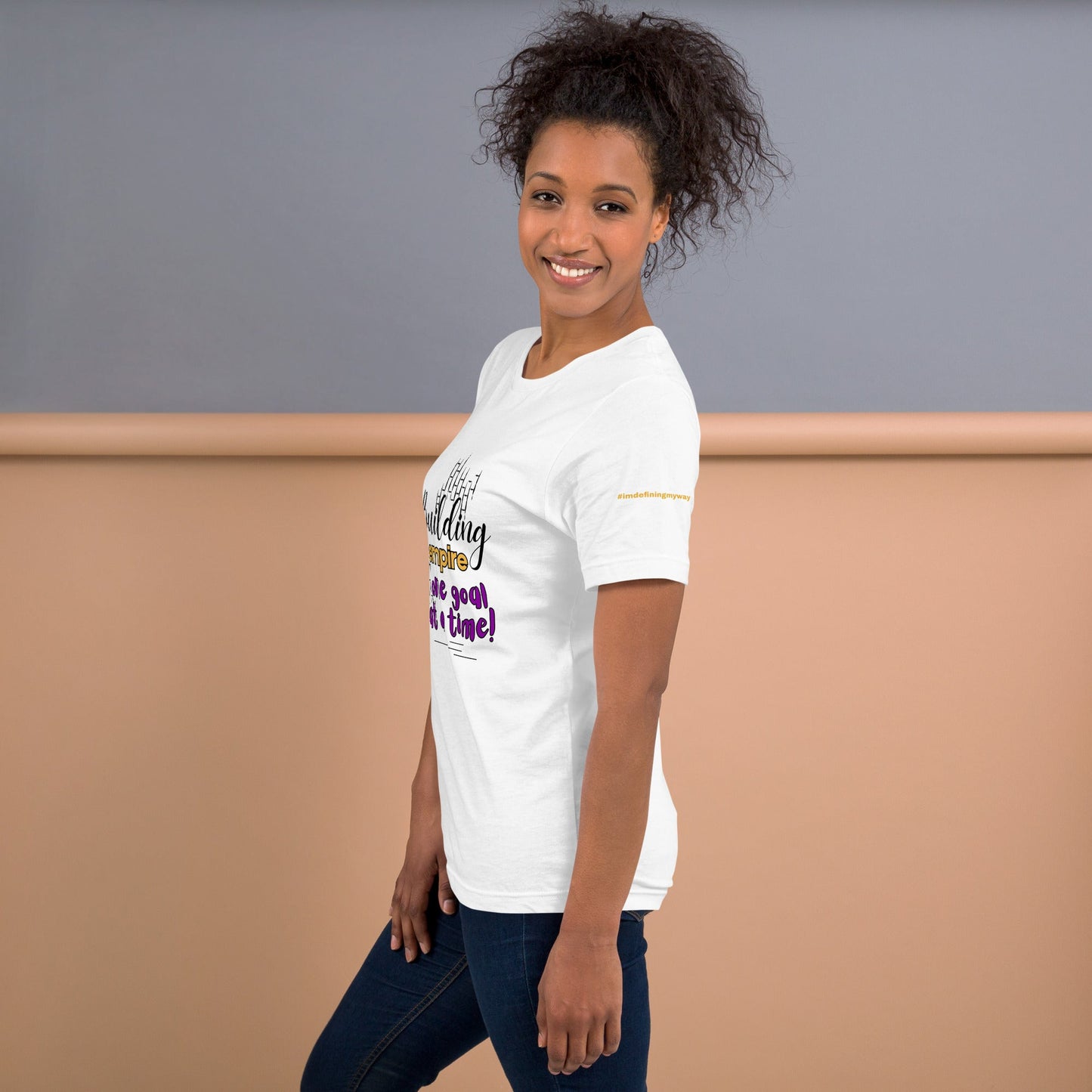 White Glow-Up Boss Mom T-Shirt with Empire Quote
